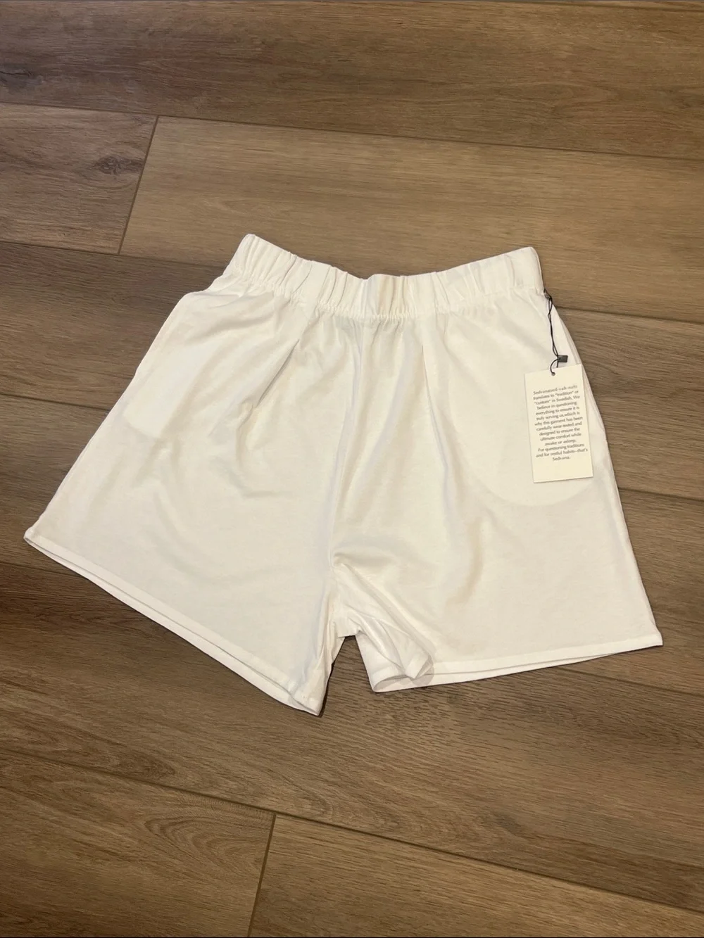 NWT Sedvana Swedish White Elastic Waist Lounge Shorts Cotton & Modal Comfy Relax - Picture 2 of 13